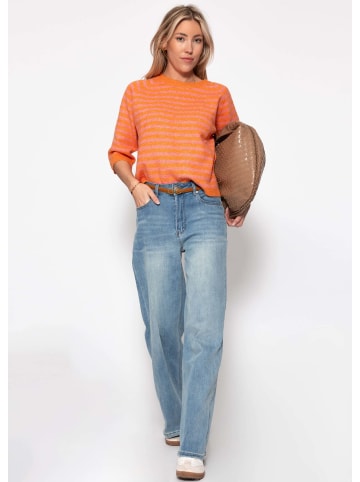 SASSYCLASSY Gestreiftes Strickoberteil in Orange