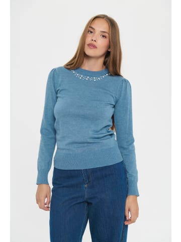 SAINT TROPEZ Strickpullover TemmaSZ Gerade Passform in Blue Shadow Melange