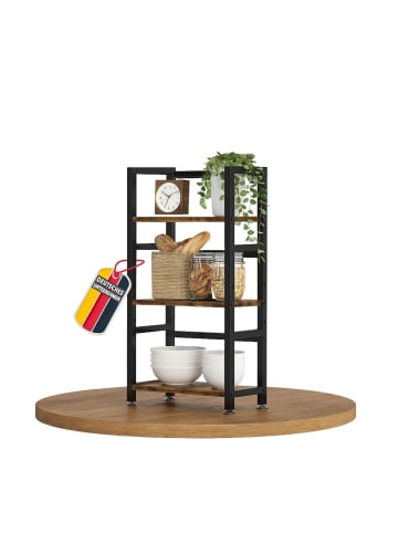 Mein-Regal Küchenregal Vintage aus Holz mit Metallrahmen in Dunkelbraun