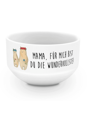 Mr. & Mrs. Panda Müslischale Bären mit Blumenkranz mit Spruch in Weiß