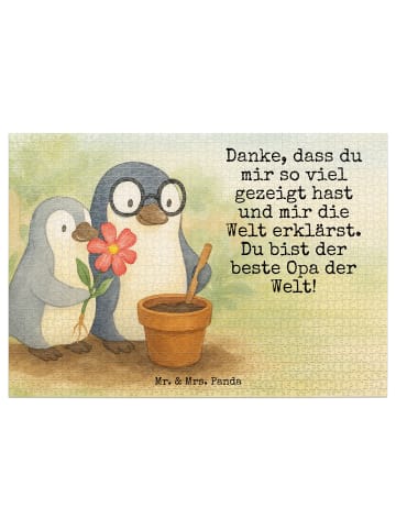 Mr. & Mrs. Panda Puzzle Pinguin Opa Blumen pflanzen Design mit S... in Weiß