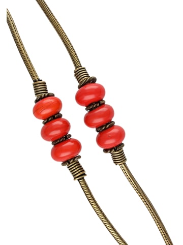 IZIA Damen Perlenkette in Rot Gold Mehrfarbig