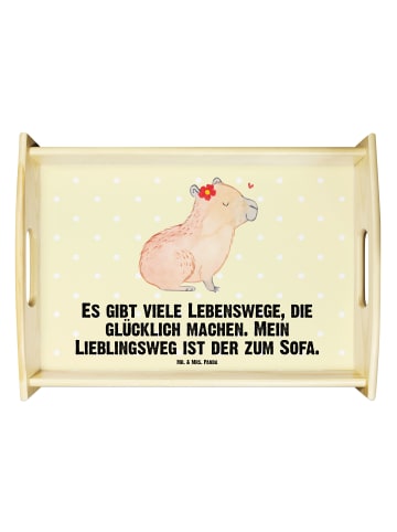 Mr. & Mrs. Panda Servier Tablett Capybara Blume mit Spruch in Gelb Pastell