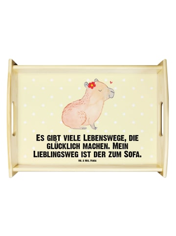 Mr. & Mrs. Panda Serviertablett Capybara Blume mit Spruch in Gelb Pastell