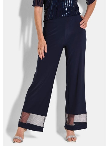 GOLDNER Kurzgröße:  Weite Hose VERA mit Mesh-Details in marine