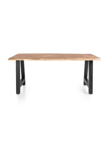 SalesFever Esstisch 200x100 cm Platte Massivholz Akazie Baumkante mit A-Gestell in Schwarz