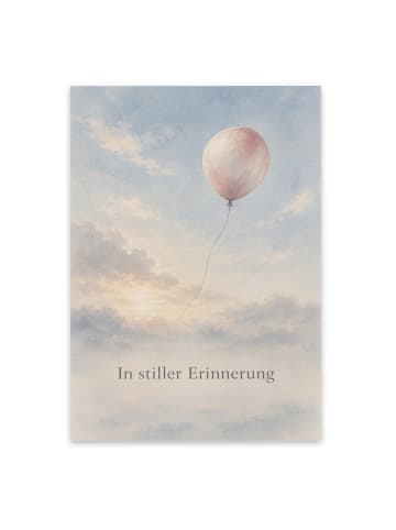 Trauerspruchkarte Ballon würdevoll Design mit S... in Weiß