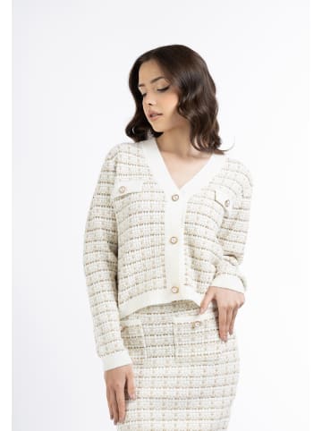 faina Strickjacke In Bouclé-Optik in Weiss