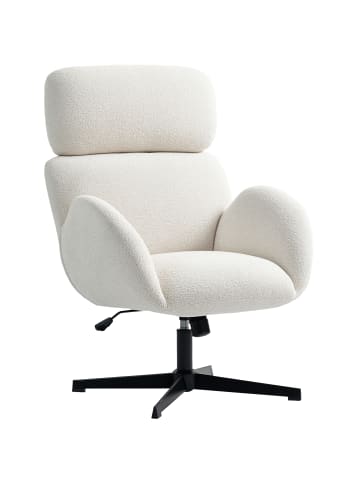 HOMCOM Bürostuhl-68L x 67B x 103-113H cm-Cremeweiß