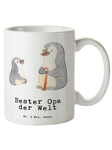 Mr. & Mrs. Panda XL Tasse Pinguin Bester Opa der Welt mit Spruch in Weiß