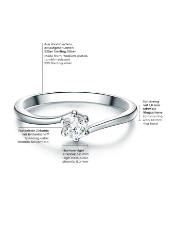 Trilani Ring aus Sterling Silber mit Zirkonia in silber