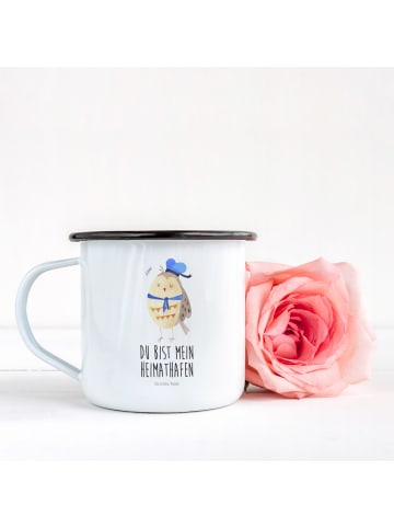 Mr. & Mrs. Panda XL Emaille Tasse Eule Matrose mit Spruch in Weiß