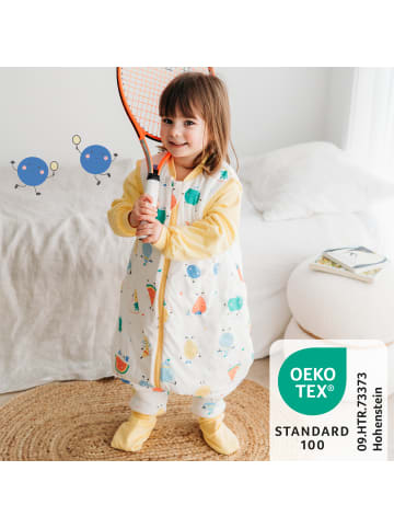 Schlummersack Schlafsack mit Füßen und umklappbaren Bündchen, 2.5 TOG in Weiß-Gelb