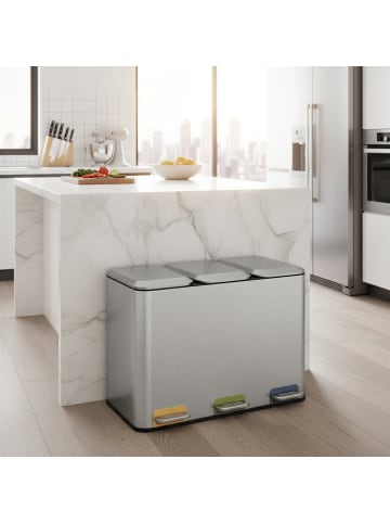 SONGMICS HOME Mülleimer Popnex in Silbern - (B)38.8 x (H)42.7 x (T)60.5 cm - 3 x 15 L