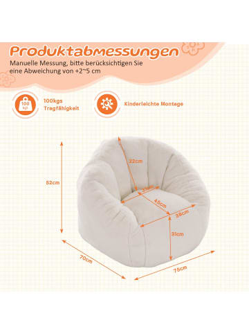 ABRIHOME Sitzsack in Creme Plüsch klein weich für Wohnzimmer Kinderzimmer