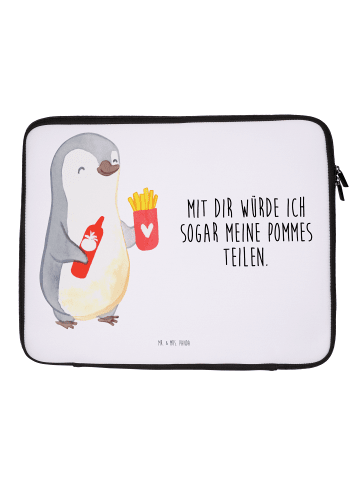 Mr. & Mrs. Panda Notebook Tasche Pinguin Pommes mit Spruch in Weiß