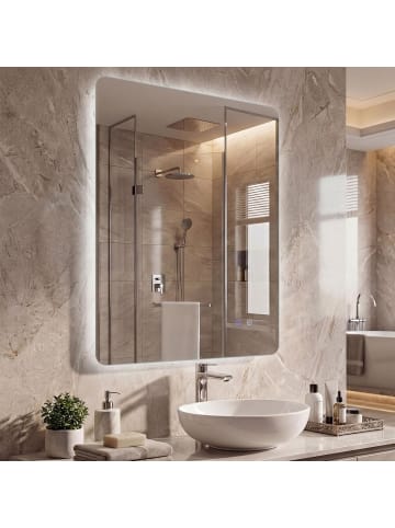 COSTWAY Spiegel mit LED-Beleuchtung in Silber