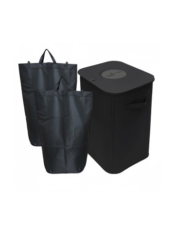 relaxdays Pfandflaschen-Sammelbehälter in Schwarz - 100 l