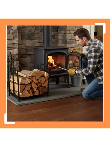 relaxdays Kaminholzregal in Schwarz - (B)45 x (H)41 x (T)33 cm