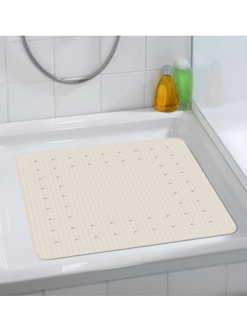 Wenko Duschmatte mit rutschfester Struktur, Gummiauflage für Bad in Beige, 54 x 54 cm