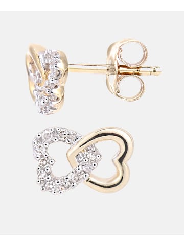 Diamant L'éternel Ohrstecker aus 375 Gelbgold mit Diamant Herz-Design
