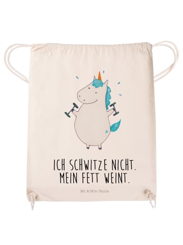 Mr. & Mrs. Panda Sportbeutel Einhorn Fitness mit Spruch in Creme