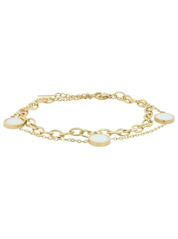 Adeliás Damen Armband aus Edelstahl mit Perlmutt 17 cm in gold
