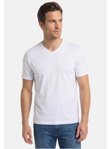 Redmond T-Shirt Basic in Weiß / dunkelblau