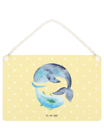 Mr. & Mrs. Panda Deko Schild Walfisch Thunfisch ohne Spruch in Gelb Pastell