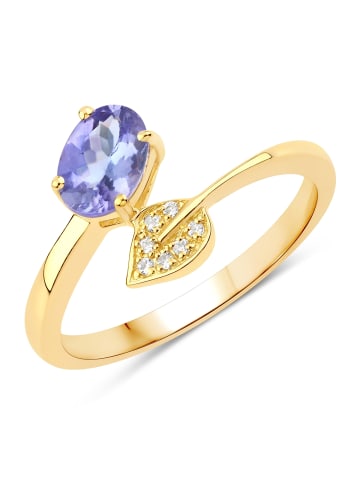 Rafaela Donata Ring Sterling Silber gelbvergoldet Tansanit blau-violett Topas weiß in gelbgold