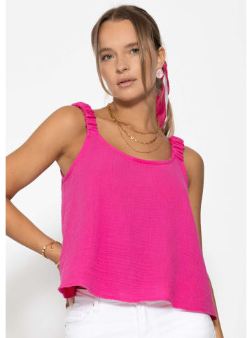 SASSYCLASSY Musselin Top mit gerafften Trägern in Pink