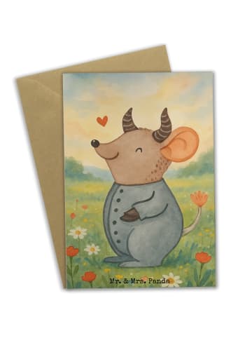 Mr. & Mrs. Panda Glückwunschkarte Stier Astrologie Design ohne S... in Weiß