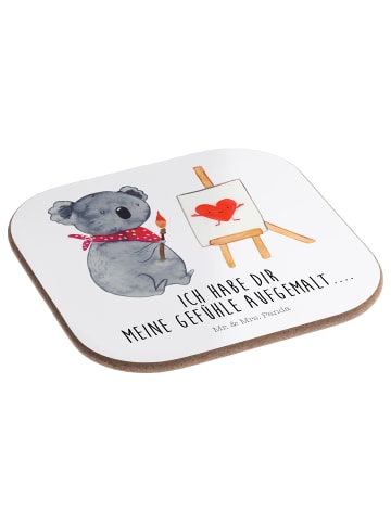 Mr. & Mrs. Panda Holzuntersetzer Koala Künstler mit Spruch in Weiß