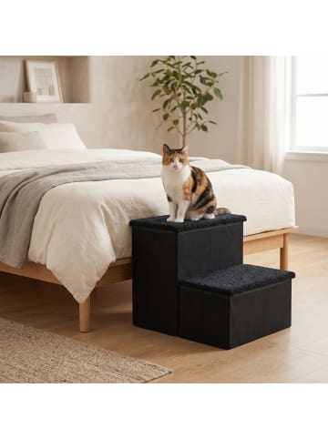 relaxdays Hundetreppe in Schwarz - (B)40 x (H)32 x (T)35 cm