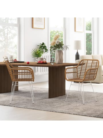 HOMCOM Esszimmerstühle-56L x 60B x 79H cm-Hellbraun+Weiß