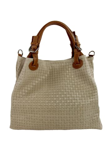 Florence Leder Handtasche, Umhängetasche Florence Tasche taupe, beige ca. 31cm