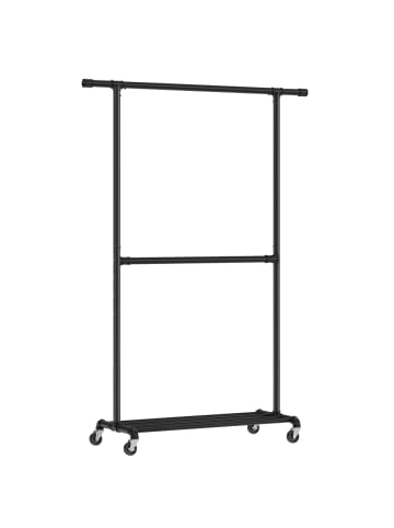 SONGMICS Kleiderständer Dalson in Schwarz - (B)130 x (H)198 x (T)49 cm