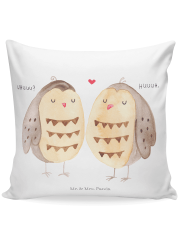 Mr. & Mrs. Panda Kissen Eulen Liebe ohne Spruch in Weiß
