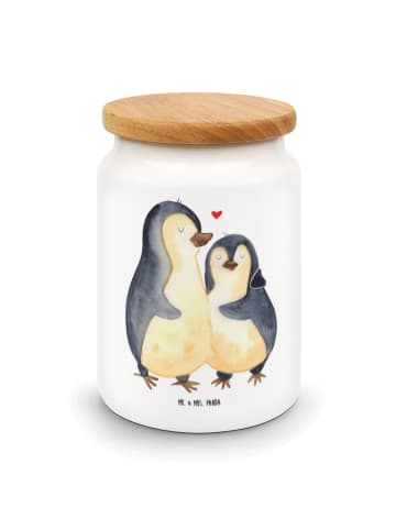 Mr. & Mrs. Panda Kaffeedose Pinguin umarmen ohne Spruch in Weiß