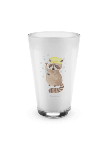 Mr. & Mrs. Panda Latte Macchiato Glas Waschbär ohne Spruch in Transparent