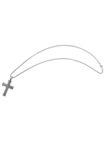Adeliás Unisex Halskette mit Anhänger – Kreuz aus Edelstahl in silber
