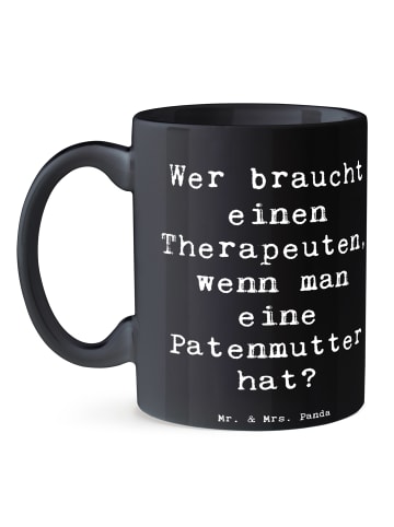 Mr. & Mrs. Panda Tasse Liebe Patenmutter mit Spruch in Schwarz