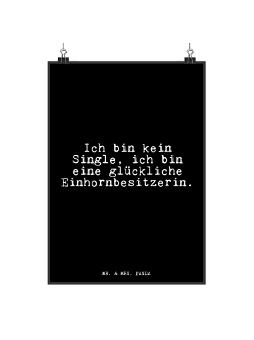 Mr. & Mrs. Panda Plakat Ich bin kein Single,... mit Spruch in Schwarz