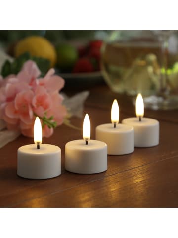 Uyuni 4x LED Teelichter Thea Uyuni Timer bis 400 Std. D: 3,4cm mit Batterie weiß