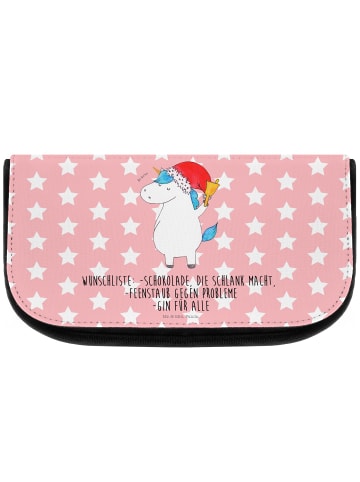 Mr. & Mrs. Panda Make-Up Tasche Einhorn Weihnachtsmann mit Spruch in Rot Pastell