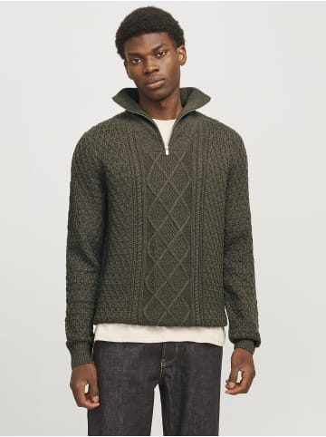 Jack & Jones Strickjacke mit Viertelreißverschluss in Olive Night