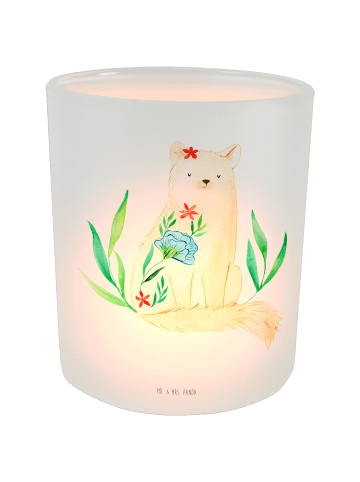 Mr. & Mrs. Panda Deko Windlicht Katze Blumen ohne Spruch in Transparent