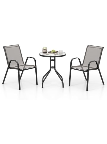 COSTWAY 3 tlg. Balkonmöbel Set in Grau