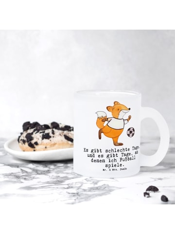 Mr. & Mrs. Panda Tee Tasse Fuchs Fußball spielen mit Spruch in Transparent