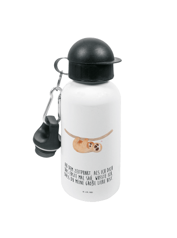 Mr. & Mrs. Panda Kindertrinkflasche Faultier Kind mit Spruch in Weiß